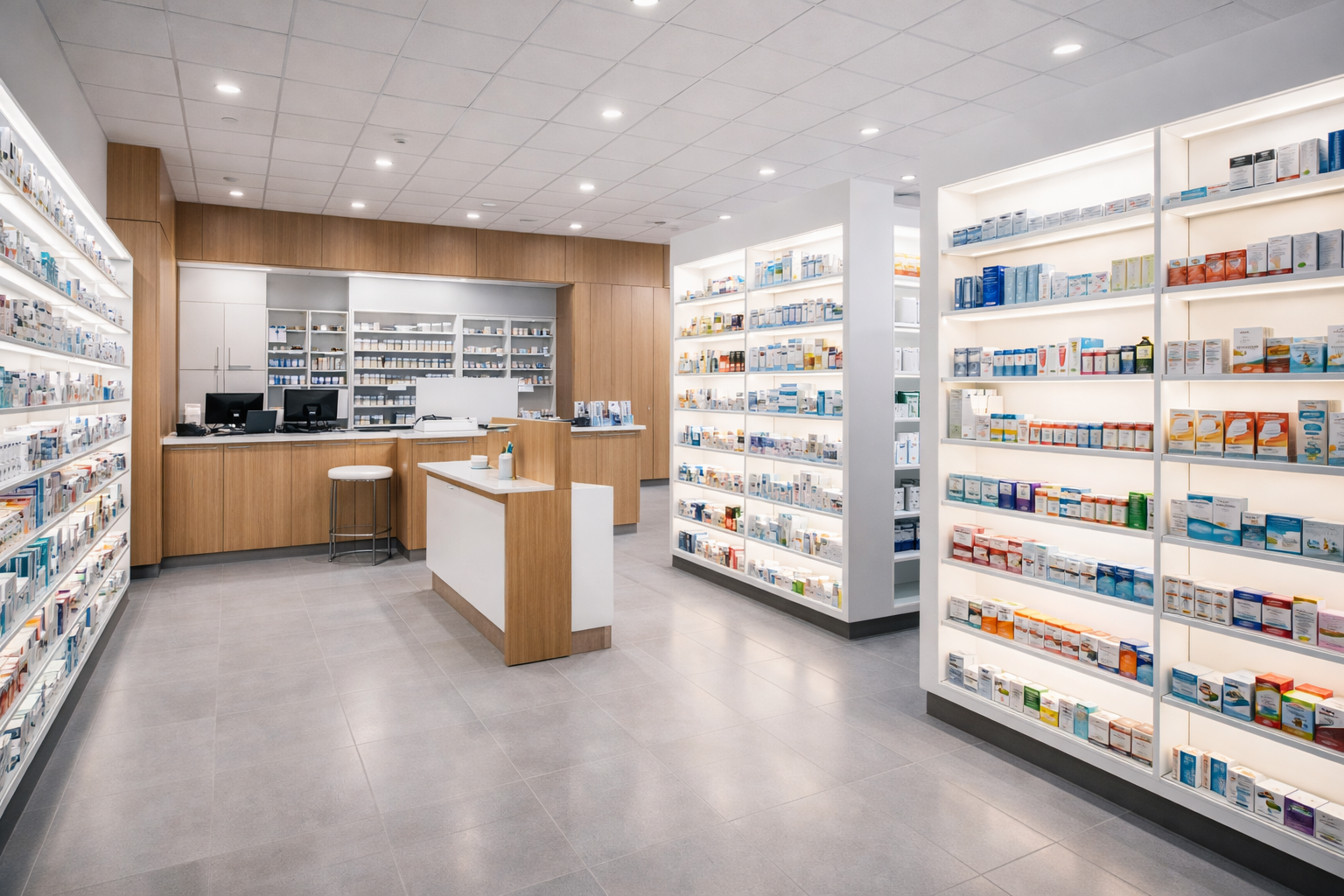 Pharmacy and dispensary interior